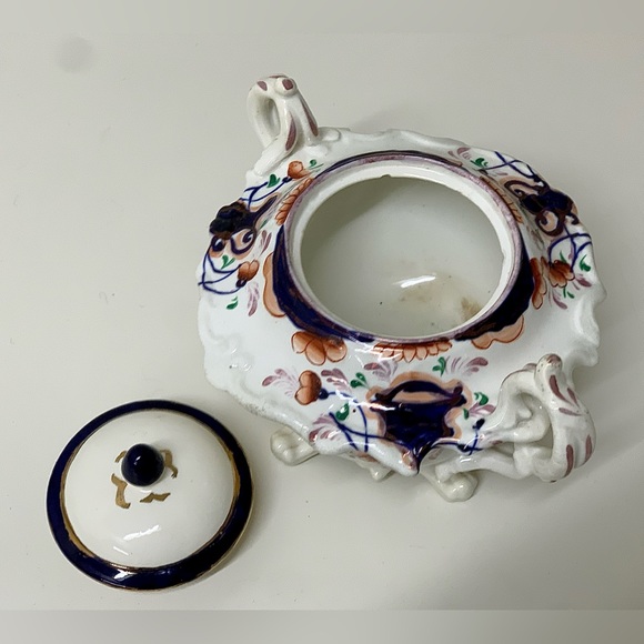 19th Century Antique Gaudy Welsh Urn Variant Footed Lidded Sugar Bowl - Picture 9 of 16